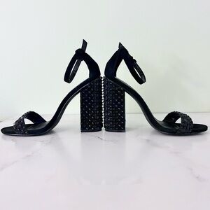 Zara Black Studded Block Heels